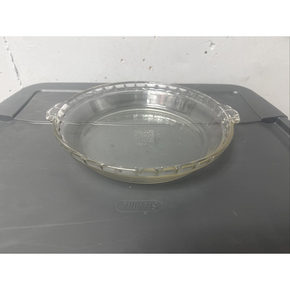 Vintage Pyrex # 229 Clear Glass‎ Deep Dish 9.5" Scalloped Fluted Edge Pie Plate
